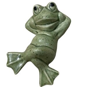 Vintage Duncan‎ Ceramics Frog Figurine long Reclining Lounging Relaxing